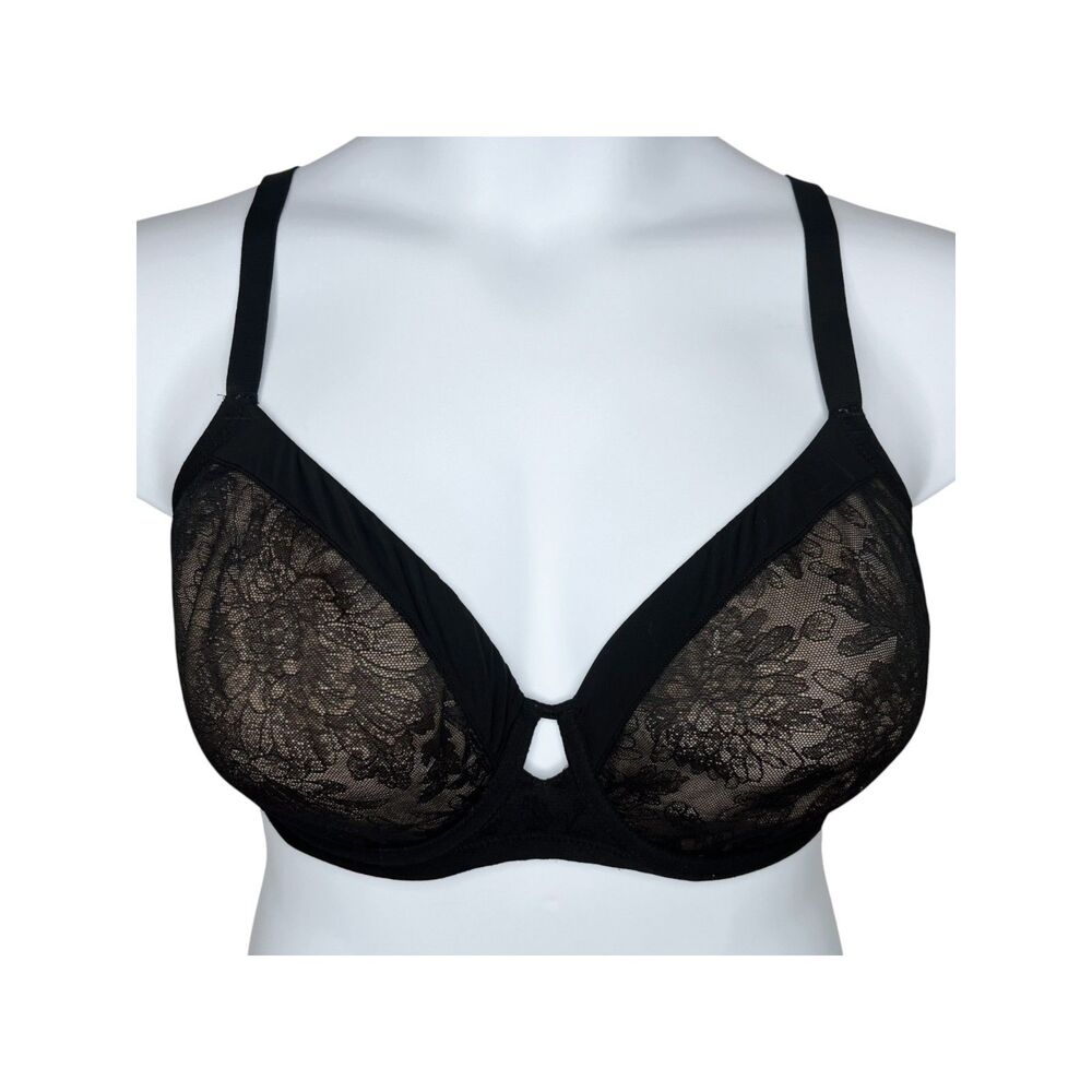 Soma Lightest Lift Perfect Coverage Bra sz 38DDD * Black Tan Spacer Foam T-Shirt